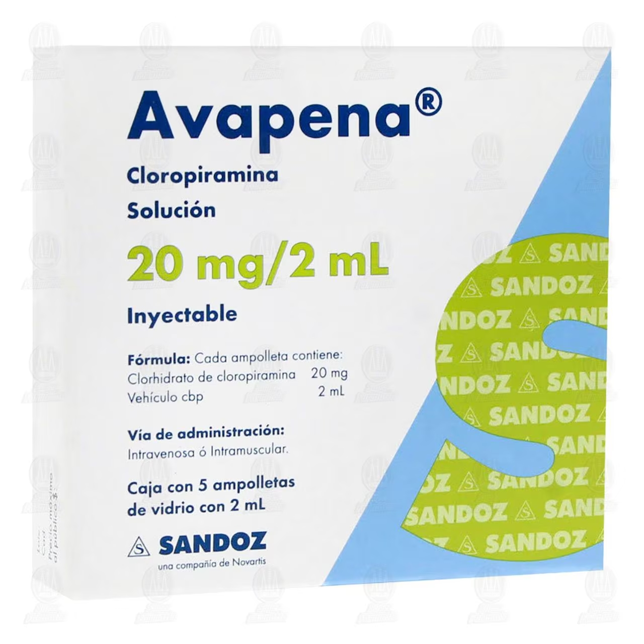 Avapena sol. iny. c/5 amp. 20 mg.